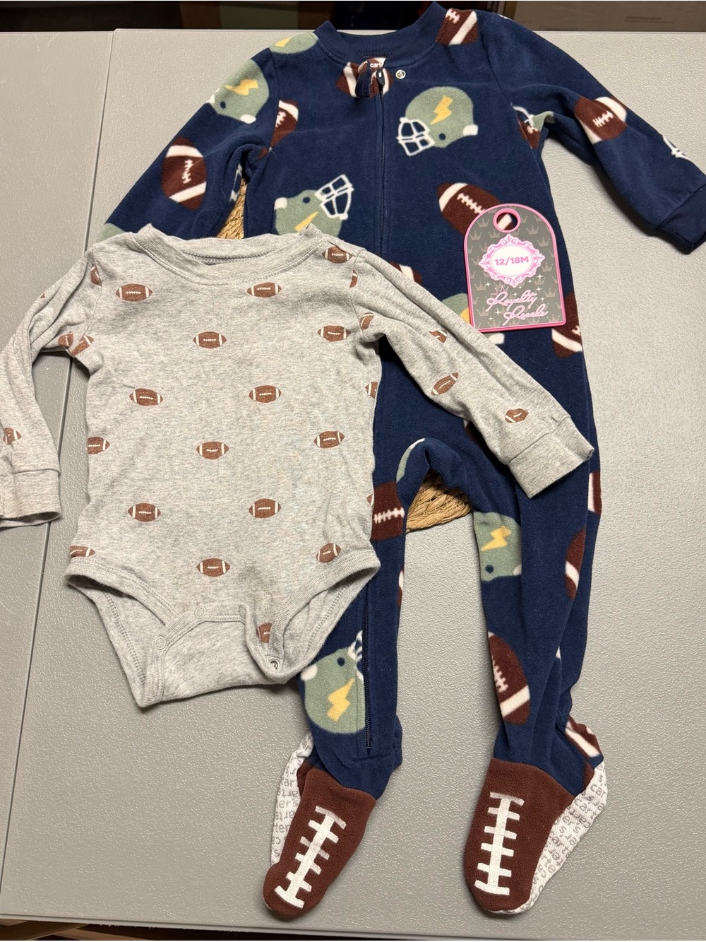 Carter's Navy & Gray Football Pajama Set